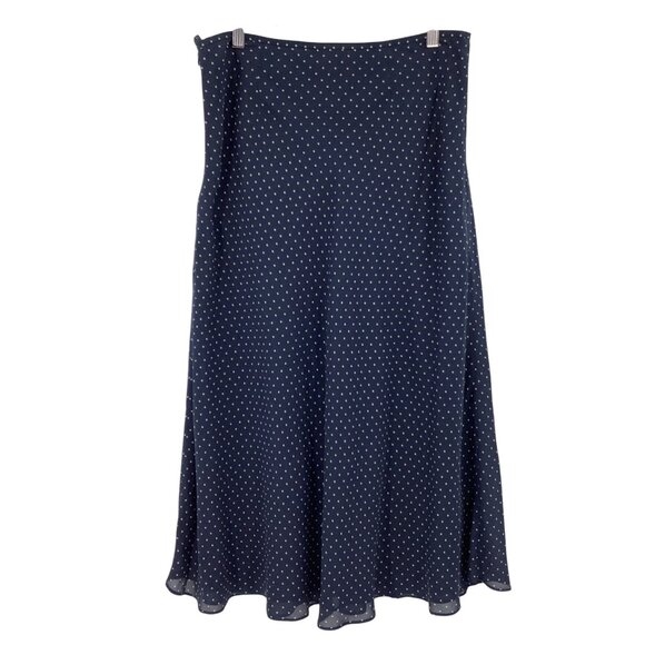J.G. Hook Navy & Green Polka Dot A-Line Midi Skirt Womens Size 16 Silk Blend - Picture 2 of 5